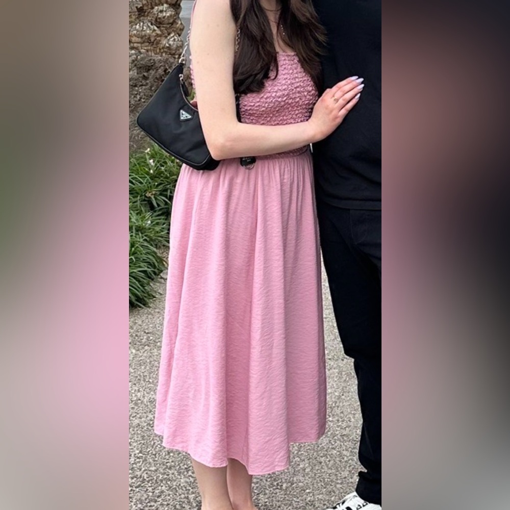 Elegant Pink Smocked Dress